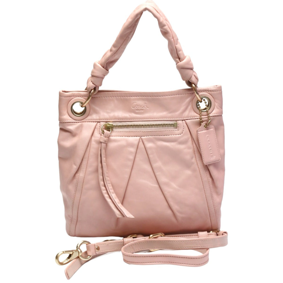 COACH Handbag 13416 leather pink 2way Calfskin Back Hoodie Leather Women Used Authentic