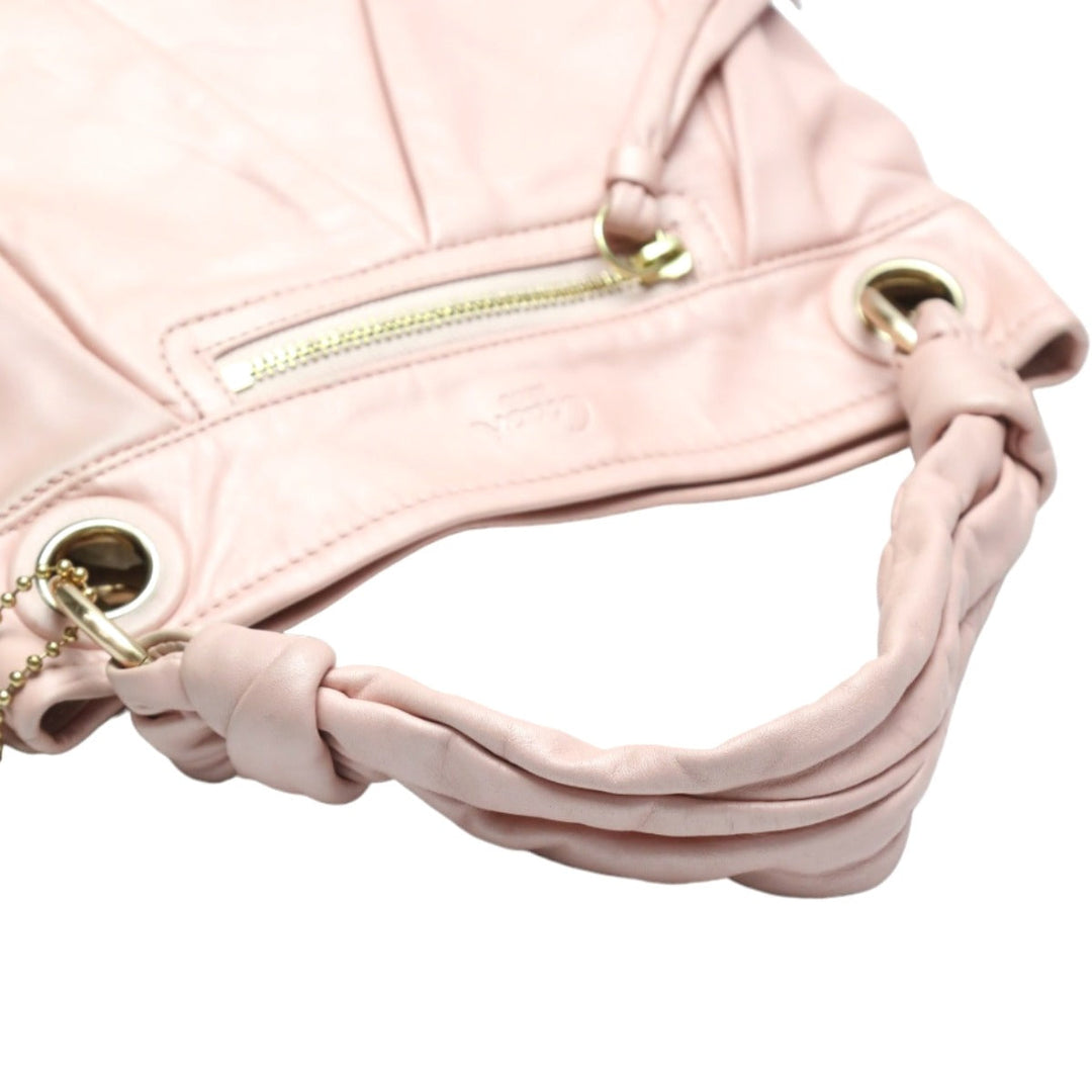 COACH Handbag 13416 leather pink 2way Calfskin Back Hoodie Leather Women Used Authentic