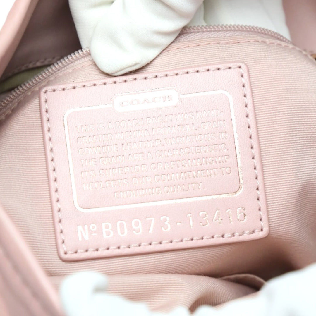 COACH Handbag 13416 leather pink 2way Calfskin Back Hoodie Leather Women Used Authentic