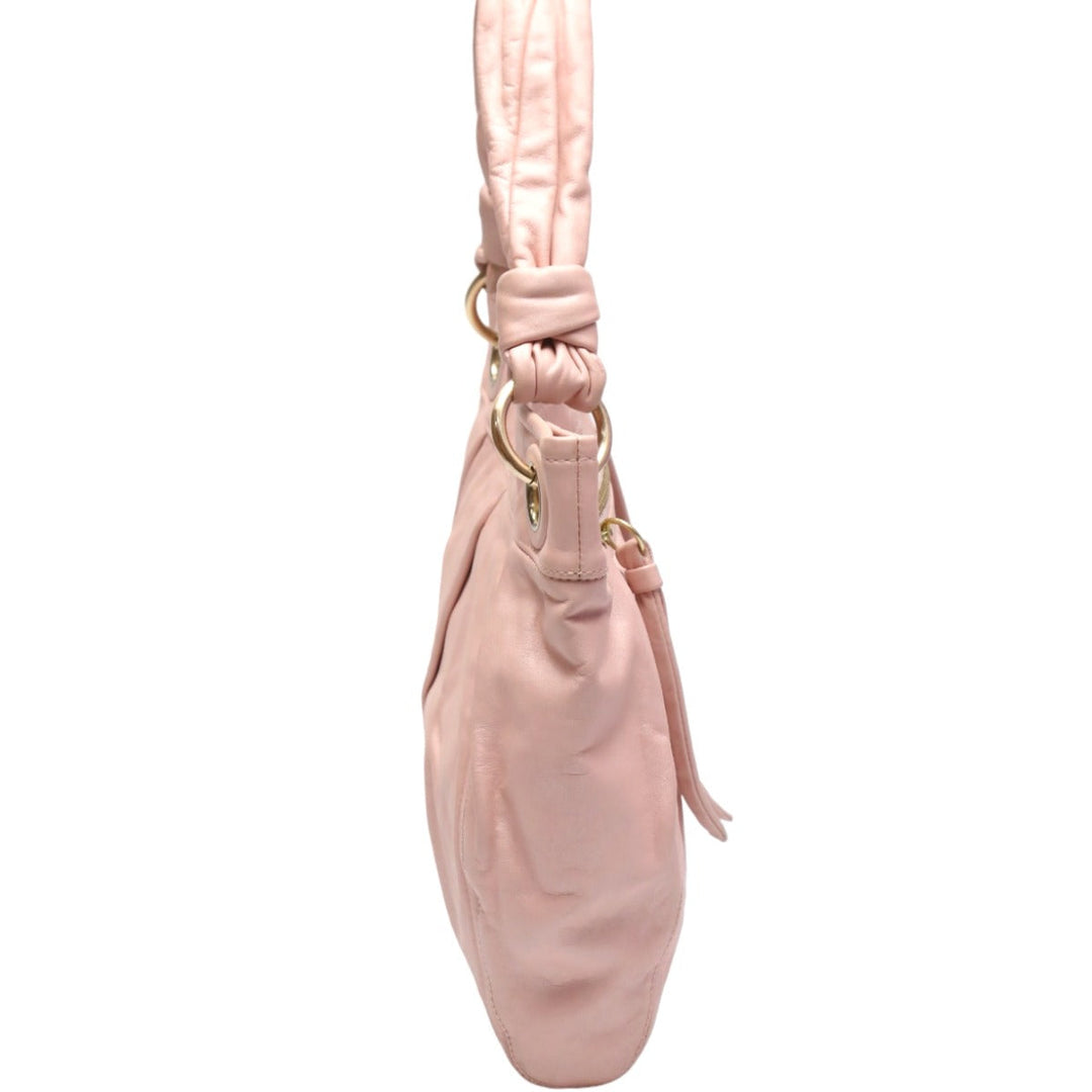 COACH Handbag 13416 leather pink 2way Calfskin Back Hoodie Leather Women Used Authentic