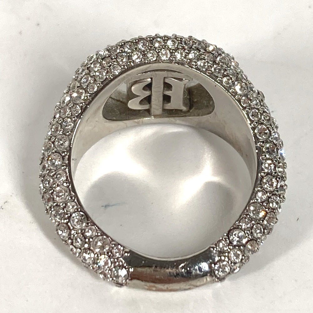 BURBERRY Ring metal Silver Accessories Embellished TB Pav Signet Ring Women 52 Used Authentic