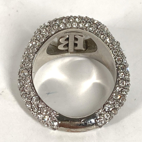 BURBERRY Ring metal Silver Accessories Embellished TB Pav Signet Ring Women 52 Used Authentic
