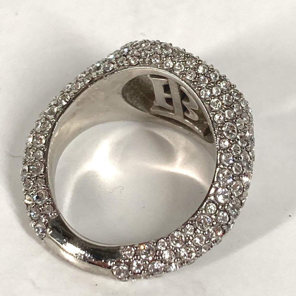 BURBERRY Ring metal Silver Accessories Embellished TB Pav Signet Ring Women 52 Used Authentic