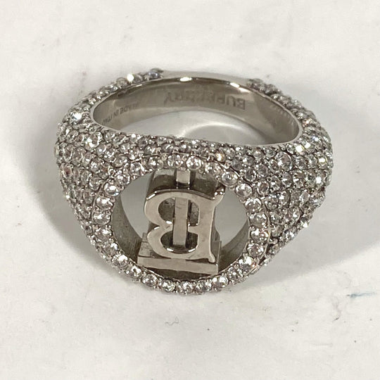 BURBERRY Ring metal Silver Accessories Embellished TB Pav Signet Ring Women 52 Used Authentic