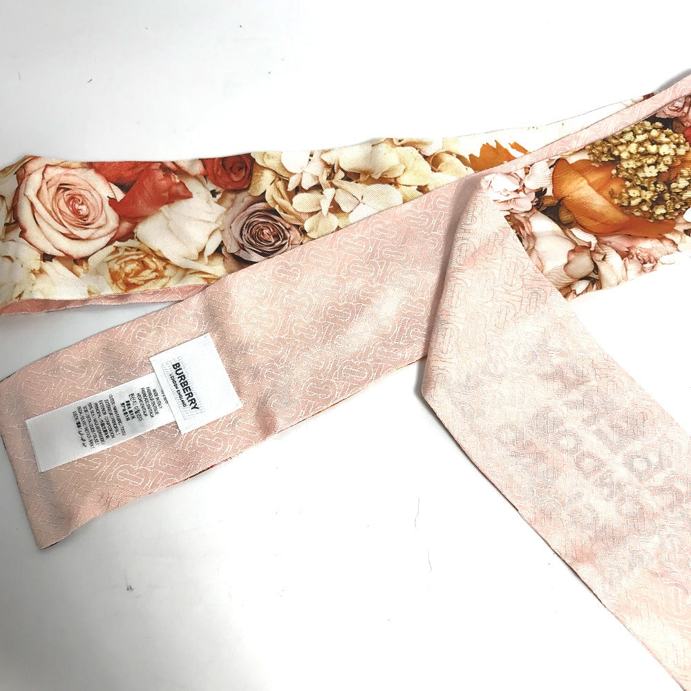 BURBERRY scarf 8021938 silk pink Floral Print Silk Skinny Scarf Women Used Authentic
