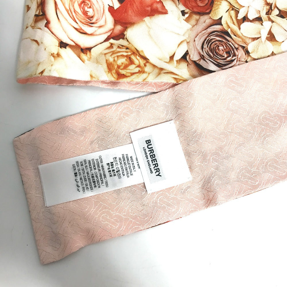 BURBERRY scarf 8021938 silk pink Floral Print Silk Skinny Scarf Women Used Authentic