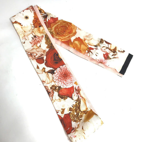 BURBERRY scarf 8021938 silk pink Floral Print Silk Skinny Scarf Women Used Authentic