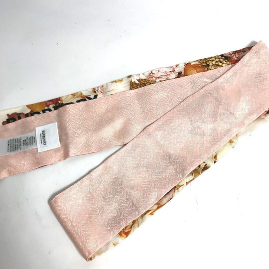 BURBERRY scarf 8021938 silk pink Floral Print Silk Skinny Scarf Women Used Authentic