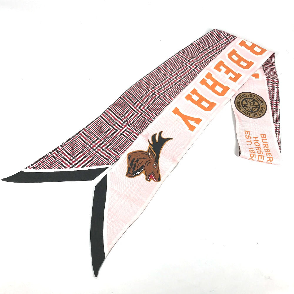 BURBERRY scarf 8037524 silk pink logo Women Used Authentic