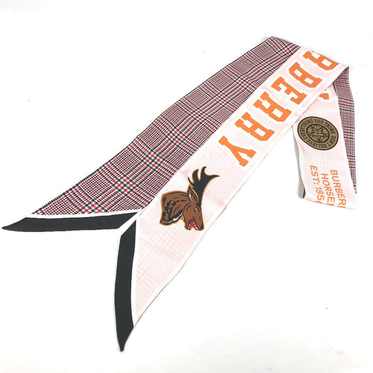 BURBERRY scarf 8037524 silk pink logo Women Used Authentic