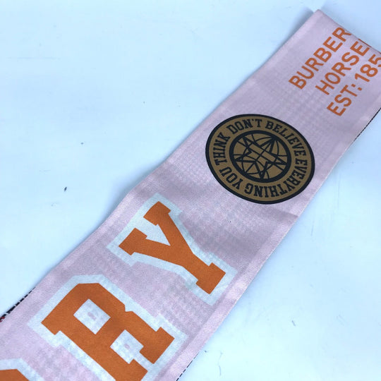 BURBERRY scarf 8037524 silk pink logo Women Used Authentic