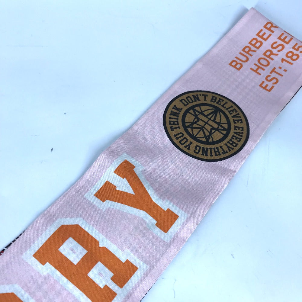 BURBERRY scarf 8037524 silk pink logo Women Used Authentic