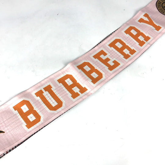 BURBERRY scarf 8037524 silk pink logo Women Used Authentic
