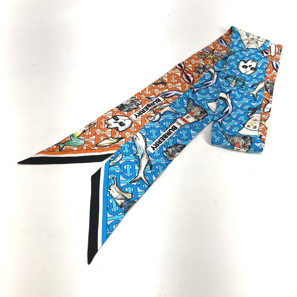 BURBERRY scarf 8040559 silk Orange TB logo skinny scarf Women Used Authentic