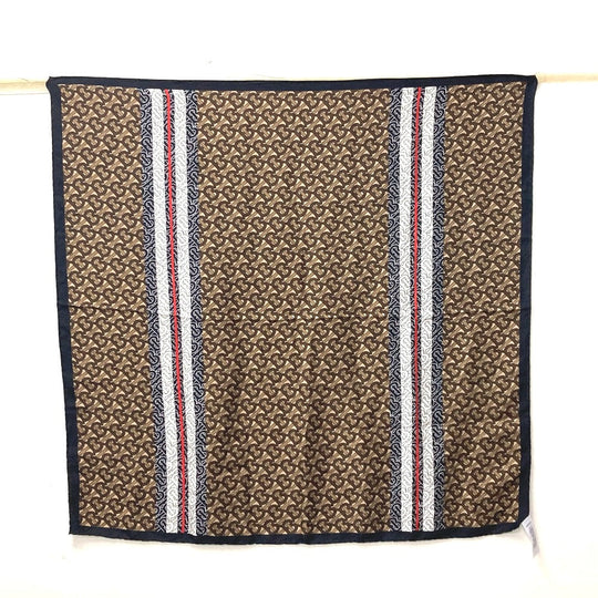BURBERRY scarf silk Brown TB logo unisex(Unisex) Used Authentic