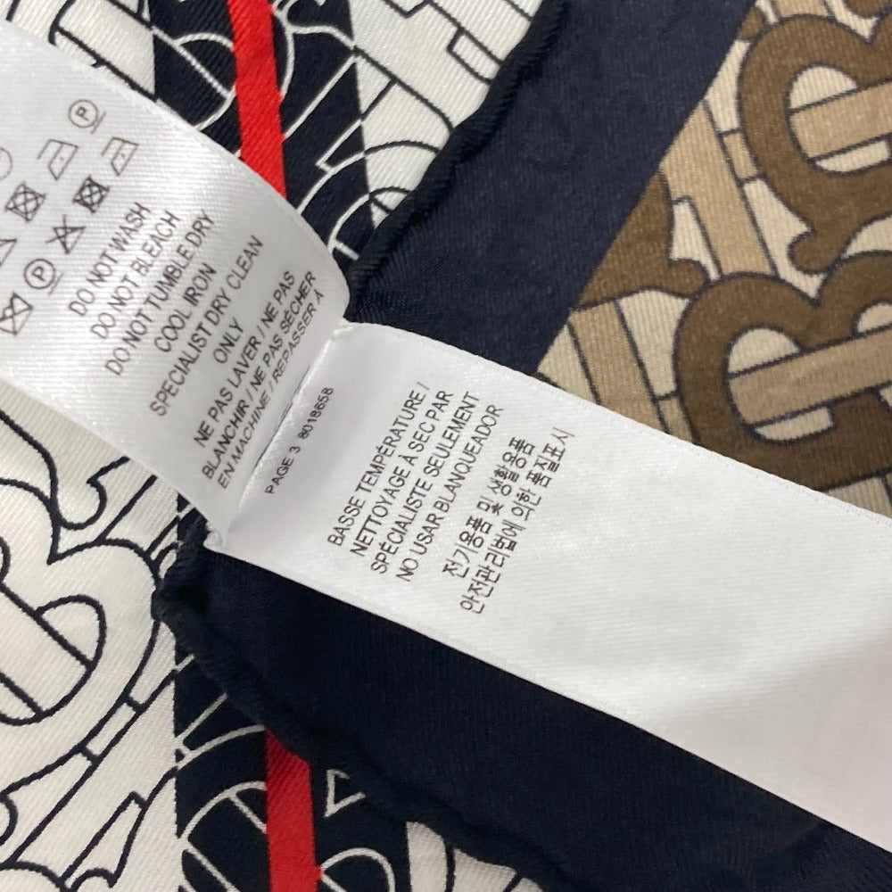 BURBERRY scarf silk Brown TB logo unisex(Unisex) Used Authentic