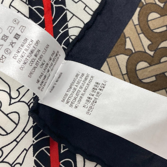BURBERRY scarf silk Brown TB logo unisex(Unisex) Used Authentic