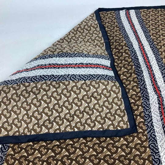 BURBERRY scarf silk Brown TB logo unisex(Unisex) Used Authentic