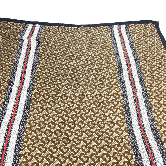 BURBERRY scarf silk Brown TB logo unisex(Unisex) Used Authentic