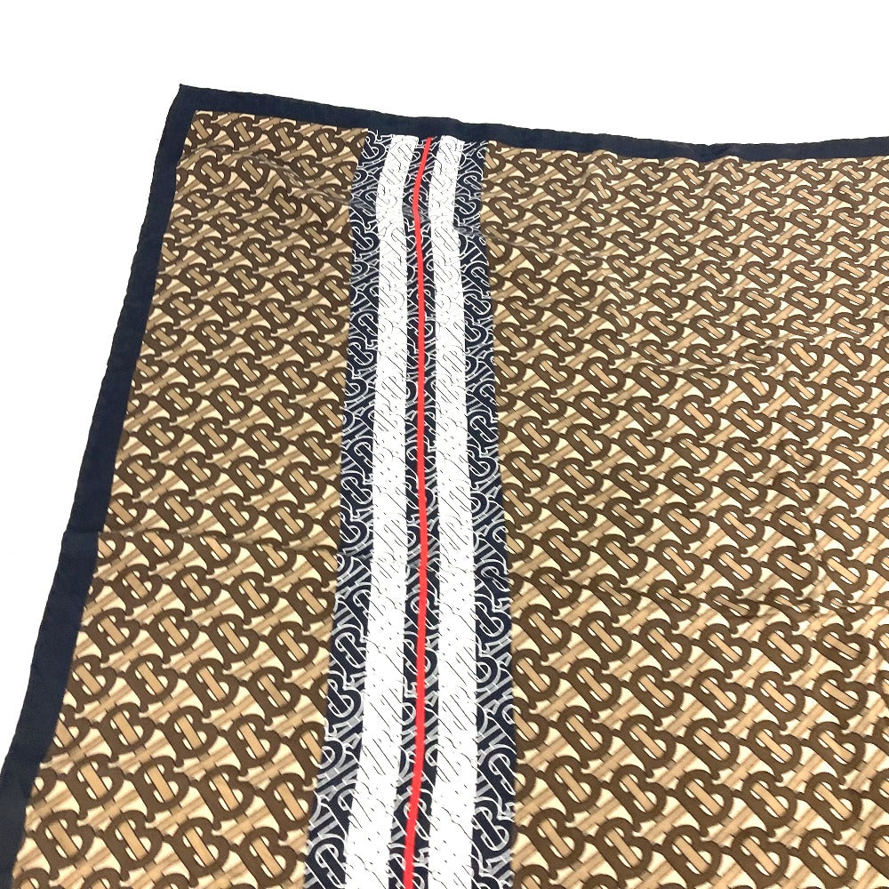 BURBERRY scarf silk Brown TB logo unisex(Unisex) Used Authentic