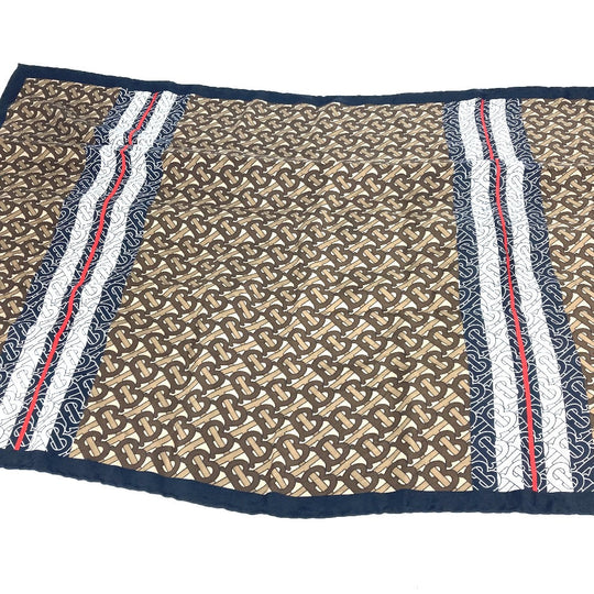 BURBERRY scarf silk Brown TB logo unisex(Unisex) Used Authentic