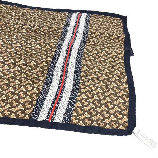 BURBERRY scarf silk Brown TB logo unisex(Unisex) Used Authentic