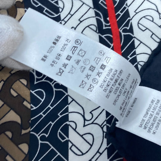 BURBERRY scarf silk Brown TB logo unisex(Unisex) Used Authentic