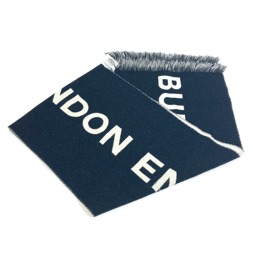 BURBERRY Scarf 80085081 wool black fringe scarf mens Used Authentic