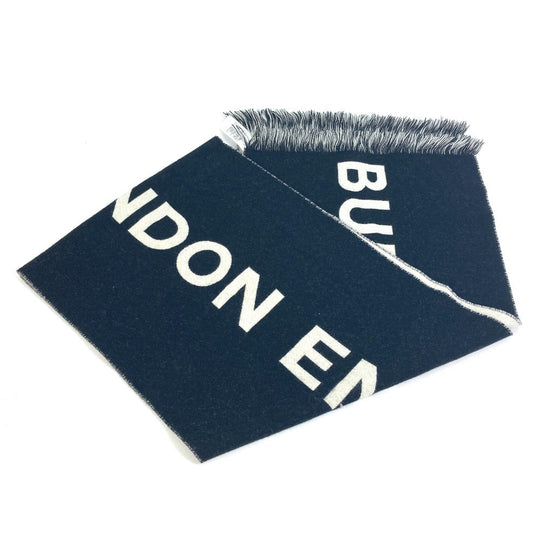 BURBERRY Scarf 80085081 wool black fringe scarf mens Used Authentic