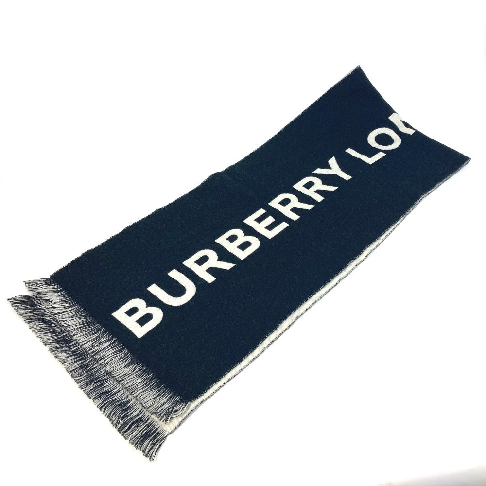 BURBERRY Scarf 80085081 wool black fringe scarf mens Used Authentic