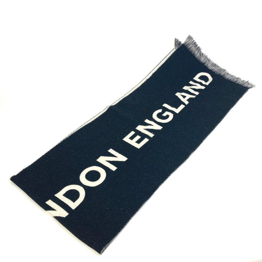 BURBERRY Scarf 80085081 wool black fringe scarf mens Used Authentic