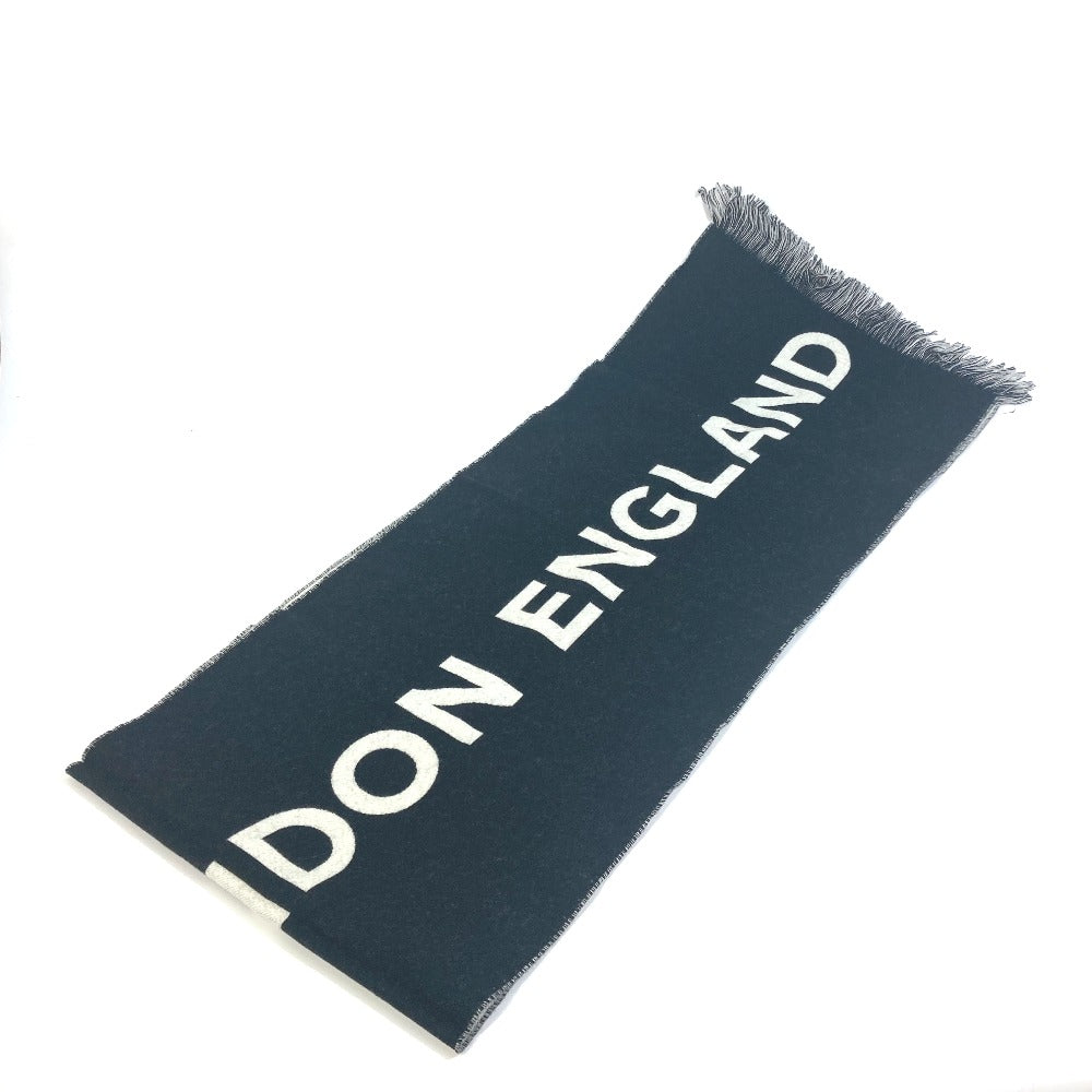 BURBERRY Scarf 80085081 wool Black x white Two-tone fringe scarf Women Used Authentic