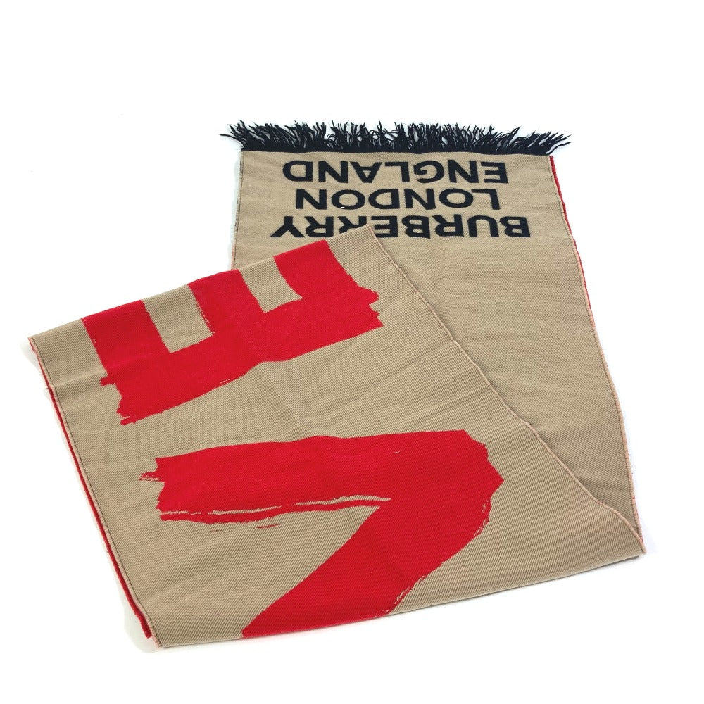 BURBERRY Scarf 8037534 Wool, Silk Brown fringe scarf Women Used Authentic