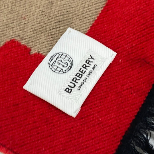 BURBERRY Scarf 8037534 Wool, Silk Brown fringe scarf Women Used Authentic