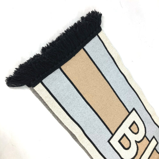 BURBERRY Scarf 8021740 cashmere beige border logo Women Used Authentic