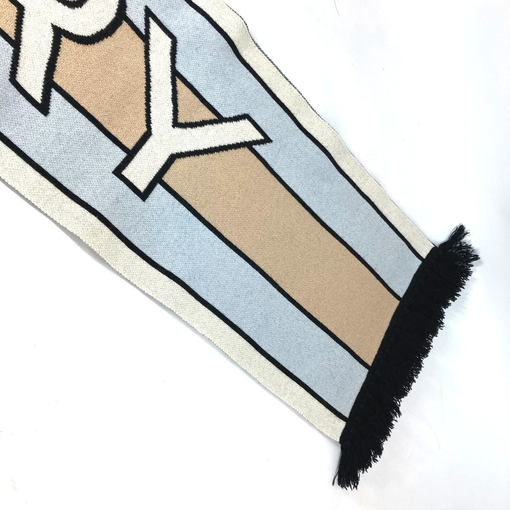 BURBERRY Scarf 8021740 cashmere beige border logo Women Used Authentic