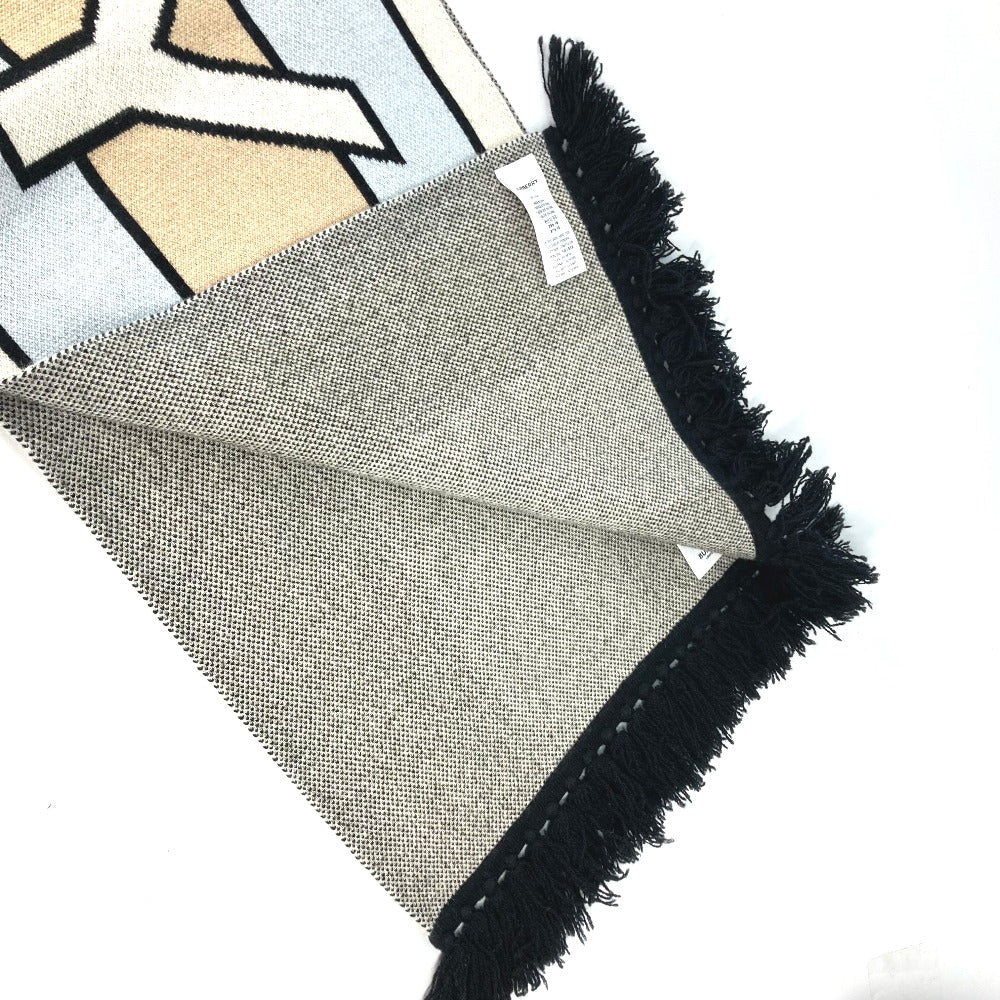 BURBERRY Scarf 8021740 cashmere beige border logo Women Used Authentic
