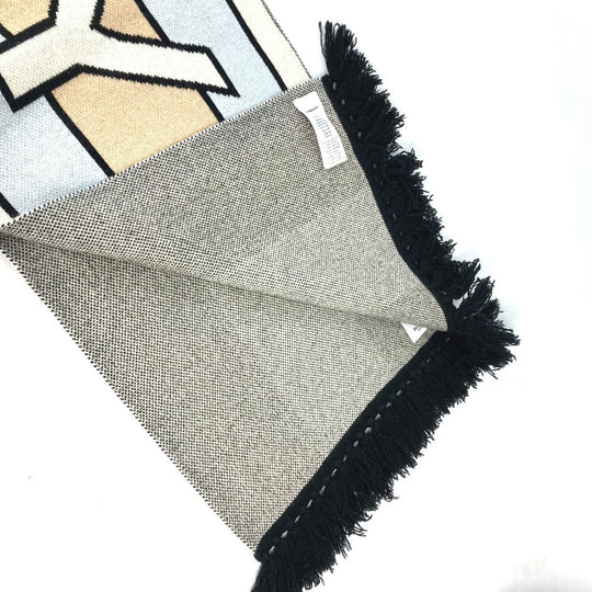 BURBERRY Scarf 8021740 cashmere beige border logo Women Used Authentic