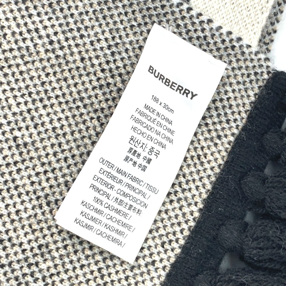 BURBERRY Scarf 8021740 cashmere beige border logo Women Used Authentic