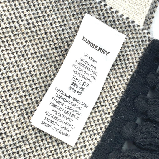 BURBERRY Scarf 8021740 cashmere beige border logo Women Used Authentic