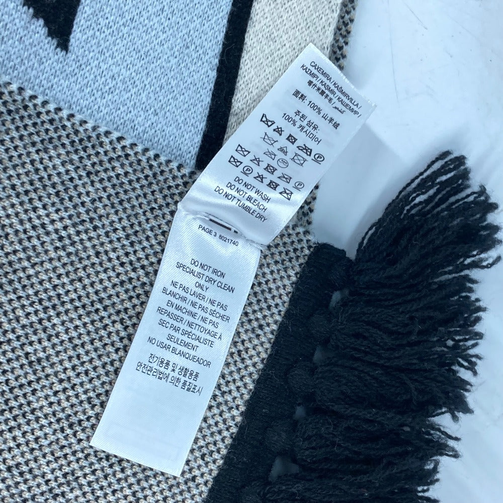 BURBERRY Scarf 8021740 cashmere beige border logo Women Used Authentic