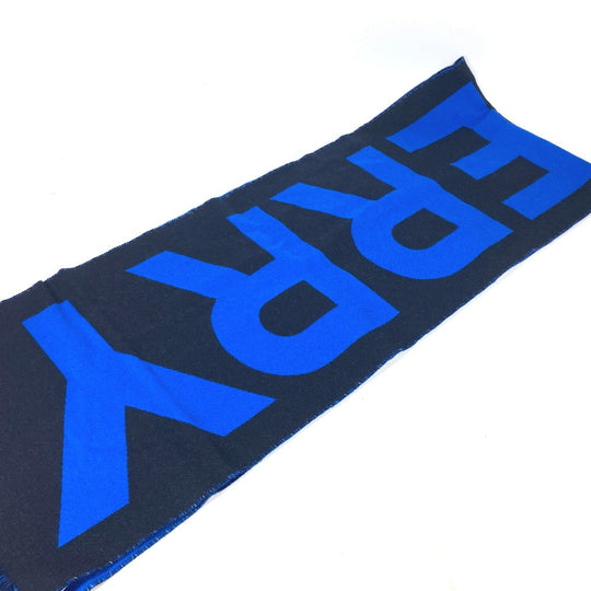 BURBERRY Scarf 8059892 wool blue logo fringe mens Used Authentic