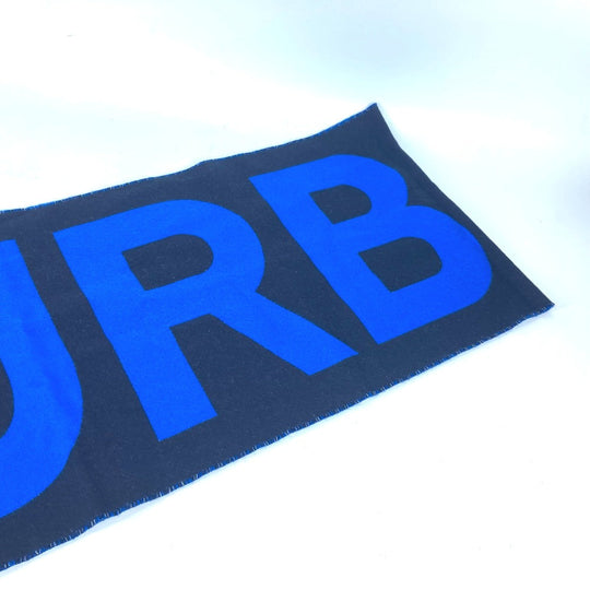 BURBERRY Scarf 8059892 wool blue logo fringe mens Used Authentic