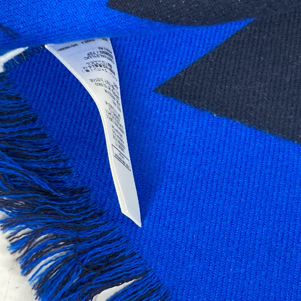 BURBERRY Scarf 8059892 wool blue logo fringe mens Used Authentic
