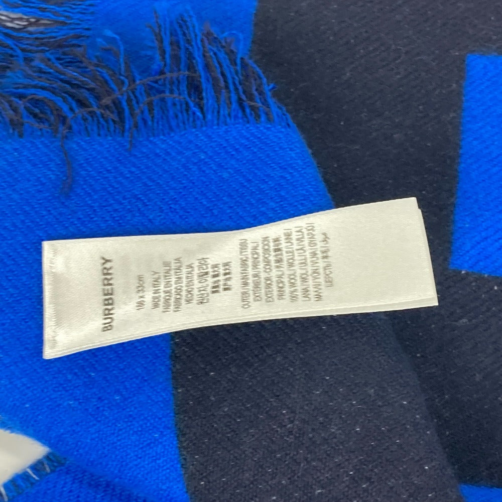 BURBERRY Scarf 8059892 wool blue logo fringe mens Used Authentic