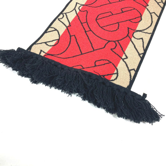 BURBERRY Scarf cashmere Red TB logo unisex(Unisex) Used Authentic