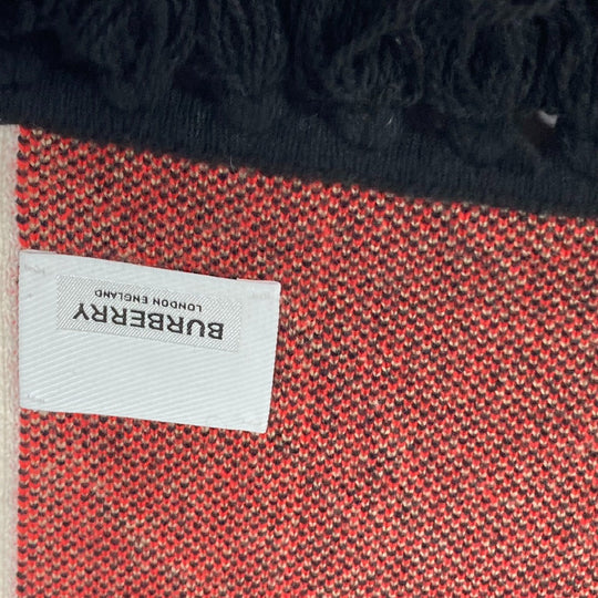 BURBERRY Scarf cashmere Red TB logo unisex(Unisex) Used Authentic