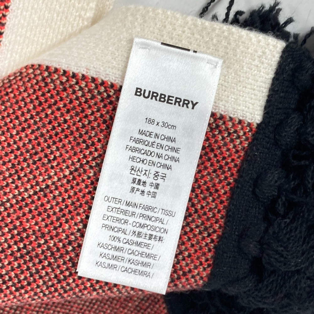 BURBERRY Scarf cashmere Red TB logo unisex(Unisex) Used Authentic