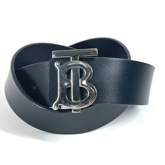 BURBERRY belt leather black TB logo mens 85 Used Authentic