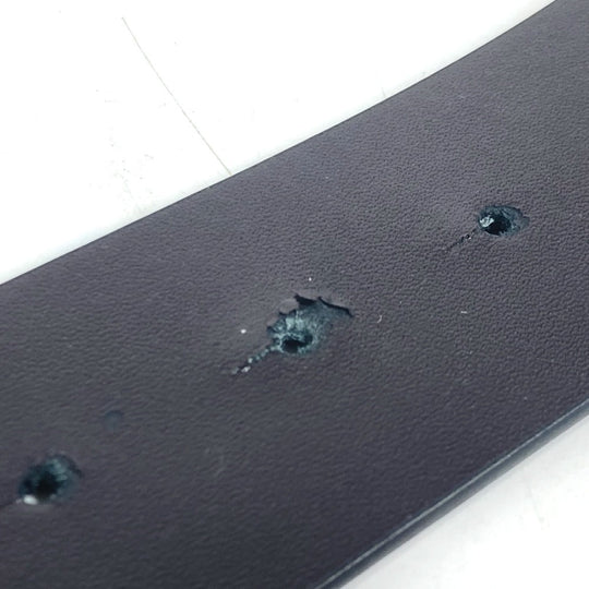 BURBERRY belt leather black TB logo mens 85 Used Authentic